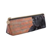 FUkker Pochette à Crayons, étui à Stylo Triangulaire, Sac à Crayons Portable, Pochette en Cuir pour l'école et Le Bureau,Cane Corso Gros Chiens Noirs Animaux