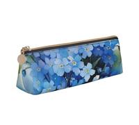 FUkker Pochette à Crayons, étui à Stylo Triangulaire, Sac à Crayons Portable, Pochette en Cuir pour l'école et Le Bureau,Aquarelle Ne m'oubliez Pas Les Fleurs