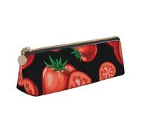FUkker Pochette à Crayons, étui à Stylo Triangulaire, Sac à Crayons Portable, Pochette en Cuir pour l'école et Le Bureau,Tomates Rouges