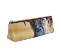 FUkker Pochette à Crayons, étui à Stylo Triangulaire, Sac à Crayons Portable, Pochette en Cuir pour l'école et Le Bureau,Chiens Boxer Chiot Animaux Chiens