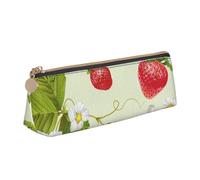 FUkker Pochette à Crayons, étui à Stylo Triangulaire, Sac à Crayons Portable, Pochette en Cuir pour l'école et Le Bureau,Belle Fraise