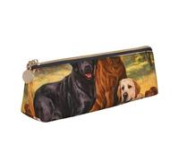 FUkker Pochette à Crayons, étui à Stylo Triangulaire, Sac à Crayons Portable, Pochette en Cuir pour l'école et Le Bureau,Remerciement du Chien Golden Retriever du Laboratoire du Labrador d'automne