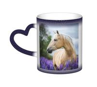 FUkker Tasse, tasse à café en céramique à couleur changeante, tasse à thé pour la cuisine, le restaurant, le bureau, 330 mlBelle lavande de cheval Palomino