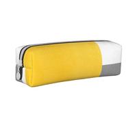 FUkker Trousse à Crayons, étui à Crayons en Cuir, Sac à Crayons, boîte de Rangement de Papeterie, Sac à Crayons, Bloc Géométrique Jaune Gris Blanc