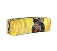 FUkker Trousse à Crayons, étui à Crayons en Cuir, Sac à Crayons, boîte de Rangement de Papeterie, Sac à Crayons, Schnauzer Nain Animaux de Compagnie Chiens Noirs