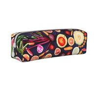 FUkker Trousse à Crayons, étui à Crayons en Cuir, Sac à Crayons, boîte de Rangement de Papeterie, Sac à Crayons, Impression de légumes Fruits Vivants végétaliens