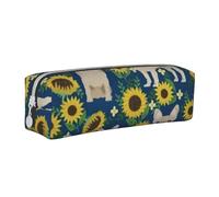 FUkker Trousse à Crayons, étui à Crayons en Cuir, Sac à Crayons, boîte de Rangement de Papeterie, Sac à Crayons, Tournesols Bouledogue français
