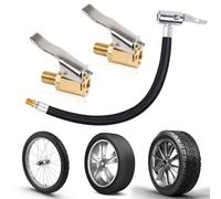 FUKPO Embout Gonfleur Pneus Voiture Tuyau Gonflage Pneu Velo, 24cm Tuyau de Gonflage de Pneu, 8mm Embout Gonfleur Voiture Air Mandrin Pompe de Gonflage Valve Clip Pince Connecteur Adaptateur
