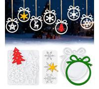 FUKPO Moule Silicone Noel Resine Epoxy 3 Pièces, Moule Silicone Noel Resine Platre Étoile Arbre de Noël Flocon de Neige Rennes