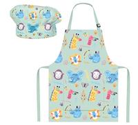 FUKPO Tablier Cuisine Enfant avec Toque de Cuisinier Garcon Fille Lot, Tablier de Cuisine Enfant Peinture Jardinier Personnalisé Polyester Coton(2 à 6 Ans)