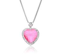 Fukugems Femmes Coeur Cristal Pendentif Collier, Pierre d'anniversaire Collier, Cadeau d'anniversaire ou de Noël pour Maman Petite Amie, montrez Votre Amour Infini, October Tourmaline Pink.