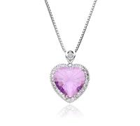 Fukugems femmes coeur cristal pendentif collier, pierre d'anniversaire collier, cadeau d'anniversaire ou de Noël pour maman petite amie, montrez votre amour infini, June Amethyst Purple