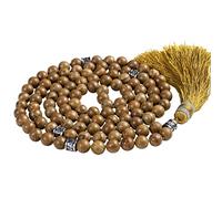 Fukugems Mala tibetain 108 Perles Collier pour Femmes Homme Mala Pierre Bracelet Bouddhiste Méditation Collier, Sandalwood Fossil Yoga Mala