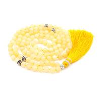 Fukugems Mala tibetain 108 Perles Collier pour Femmes Homme Mala Pierre Bracelet Bouddhiste Méditation Collier, Honey Jade Yoga Mala