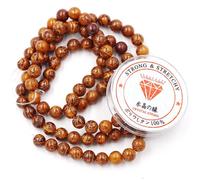 Fukugems Perlen mit Stretch-Kordel für Schmuckherstellung lose Steinperlen für DIY Energiestein Heilkraft Armband 4mm=180 pièces Et 1 bobine de cordon Elephant Skin Jasper 4mm