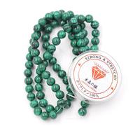 Fukugems Perlen mit Stretch-Kordel für Schmuckherstellung Lose Steinperlen für DIY Energiestein Heilkraft Armband 4mm=180 pièces Et 1 Bobine de Cordon Malachite Synthetic 4mm