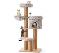 FUKUMARU Arbre à Chat 155 cm, Tour à Chat d'Intérieur, Condo en Peluche à Plusieurs Niveaux avec 6 Griffoirs, Coussins Détachables et Lavables, Maison d'Activité avec Perchoir et Hamac