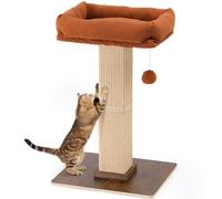 FUKUMARU Arbre à Chat, Style Rétro avec Perchoir pour Chats d'Intérieur, Grande Tour à Gratter avec Lit, Griffoir pour Chat Sisal Naturel et Bois Massif