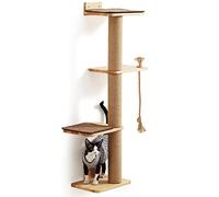 FUKUMARU Arbre à Gratter pour Chats à Monter au Mur, Poteau à Gratter de 127 cm pour Grands Chats, avec Lit pour Chat, Poteaux à Gratter en Bois de Caoutchouc pour Chatons, Grand
