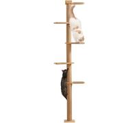 FUKUMARU Arbres à Chat 205,7 cm, 5 Étages du Sol au Plafond, Griffoir Mural pour Chat, Étagères Murales pour Chat, pour Grimper, Gratter, Observer et Jouer