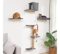 FUKUMARU Ensemble de mur d'escalade pour chat, ensemble de mur d'escalade pour chat en panneau multiplex robuste, hamac pour chat avec maison pour chat, pont pour chat, arbre à chat mural, escalier