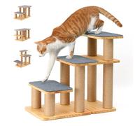 FUKUMARU Escalier pour chien en bois massif avec griffoir pour chat, rampe transformable pour chat pouvant supporter jusqu'à 90,7 kg, marches pour animaux de compagnie de 50,8 cm pour chiens et chats