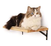 FUKUMARU Étagère Murale Flottante avec Tapis Griffoir pour Chat, 2,9 cm d'épaisseur, Étagères Suspendues en Bois d'hévéa Massif, 39,7 x 25,4 cm