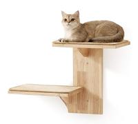 FUKUMARU Étagères Murales pour Chat, 2 Plateformes, Meuble Mural Flottant en Forme d'arbre avec Tapis en Sisal, Perchoir en Bois d'Hévéa Massif pour Cloison Sèche de 40,6 cm