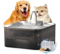 FUKUMARU Fontaine à Eau Chat et Chien, 7L en Acier Inoxydable de Grande Capacité, Distributeur Eau Chat avec 3 Filtres de Remplacement
