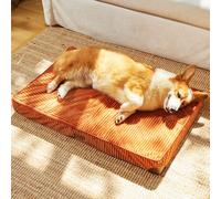 FUKUMARU Grand lit orthopédique pour chien avec housse amovible lavable, lit imperméable pour cage à œufs, tapis de soutien en mousse pour animal domestique, tapis en velours côtelé confortable avec