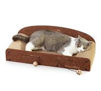FUKUMARU Grattoir pour Chat de 66 cm en Carton Durable, Grande Chaise Longue, Meubles pour Chat, 2 Griffoirs Réversibles pour Chats d'Intérieur, Lit Recyclable en Carton avec Balle Cloche