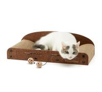 FUKUMARU Grattoir pour Chat en Carton de 53,3 cm, Chaise Longue Durable avec Boule de Cloche, Tapis à Griffer Recyclable pour Chat d'Intérieur, Lit à Griffer en Carton