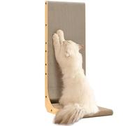 FUKUMARU Grattoir pour Chat, Grattoir Murale en Forme de L 83 cm Carton à Gratter pour Chat avec Jouet à Balle pour Chats d'Intérieur, Taille Extra Large