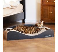 FUKUMARU Griffoir en carton extra long de 73 cm pour chat, lit d'intérieur en feutre naturel, chaise longue multifonctionnelle pour chat, griffoir horizontal avec jouet à ballon, noir
