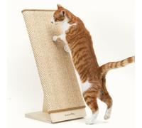 FUKUMARU Griffoir pour Chat, 60 cm en Sisal Naturel avec Rampe, Tapis Griffoir Interchangeable, Cadre en Bois Robuste en Forme de L, Protection des Meubles