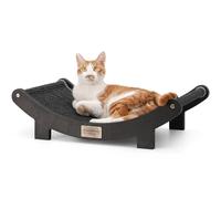 FUKUMARU Griffoir pour Chat, 60 cm Lit de Grattoir Durable d'Intérieur, Grand Coussin à Griffes, Hamac en Sisal Naturel, Chaise Longue avec Cadre en Bois Massif pour Dormir et Gratter, Noir