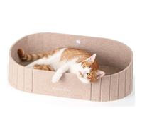 FUKUMARU Griffoir pour Chat, 61 cm de Long en Forme de Canapé, Grattoir Détachable Réversible, Pads de Griffoir Ronds Remplaçables, Lit d'Intérieur, Camel