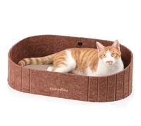 FUKUMARU Griffoir pour Chat, 61 cm de Long en Forme de Canapé, Grattoir Détachable Réversible, Pads de Griffoir Ronds Remplaçables, Lit d'Intérieur, Caramel