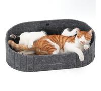 FUKUMARU Griffoir pour Chat, 61 cm de Long en Forme de Canapé, Grattoir Détachable Réversible, Pads de Griffoir Ronds Remplaçables, Lit d'Intérieur, Gris