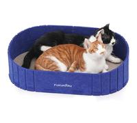 FUKUMARU Griffoir pour chat en forme de canapé de 61 cm, tapis griffoir réversible et amovible, recharge de griffoir rond pour chat d'intérieur, bleu