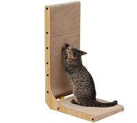 FUKUMARU Planche Gratter en Forme de L de 68 cm de Haut pour Mur et Coin, Grattoir pour Chat avec Balle Jouet pour Chats d'intérieur