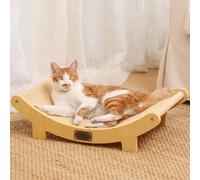 FUKUMARU Griffoir pour chat en sisal, lit à gratter durable de 60 cm pour chats d'intérieur, grand tapis à griffer pour chat, hamac 100 % sisal naturel, cadre en bois massif, chaise longue pour dormir