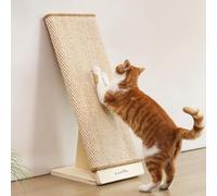 FUKUMARU Griffoir pour Chat en sisal - Tapis à griffer remplaçable de 60 cm - Cadre en Bois en Forme de L - Protection de Meubles pour canapé et canapé
