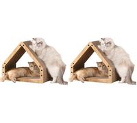 FUKUMARU Griffoir pour Chat Extra Long de 42 cm en Forme de Maison pour Chat, Griffoir Résistant en Papier Ondulé (Lot de 2)