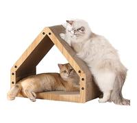 FUKUMARU Griffoir pour Chat Extra Long de 42 cm en Forme de Maison pour Chat, Griffoir Résistant en Papier Ondulé