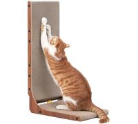 FUKUMARU Griffoire pour Chat, 68 cm Carton à Gratter en Forme de L avec Balle pour Chat d'Intérieur, Couleur Noisette, Lot de 1