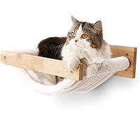 FUKUMARU Hamac pour Chat Mural Grande Étagère pour Chat - Lits et Perchoirs Modernes - Meubles de Qualité Supérieure pour Dormir, Jouer- Peut Contenir Facilement Jusqu'à 18,1 kg en Flanelle Blanche