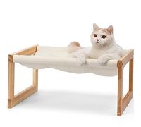 FUKUMARU Lit pour Chat en Velours Pelucheux pour Chat d'intérieur Hamac en Bois 50,8 x 40,6 cm Convient pour Chats, Chiots, Lapins, Chatons et Petits Animaux