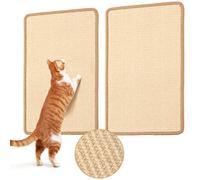 FUKUMARU Lot de 2 tapis griffoirs pour chat d'intérieur en sisal naturel avec ruban adhésif, protection de meubles - 50 x 30 cm