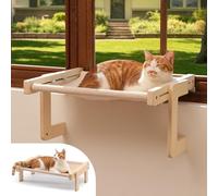 FUKUMARU Perchoir de fenêtre pour Chat, hamac Transformable pour Rebord de fenêtre et Sol, lit de fenêtre pour Chats de Grande Taille et Chatons, Cadre en Bois renforcé et métal, Facile à régler et à